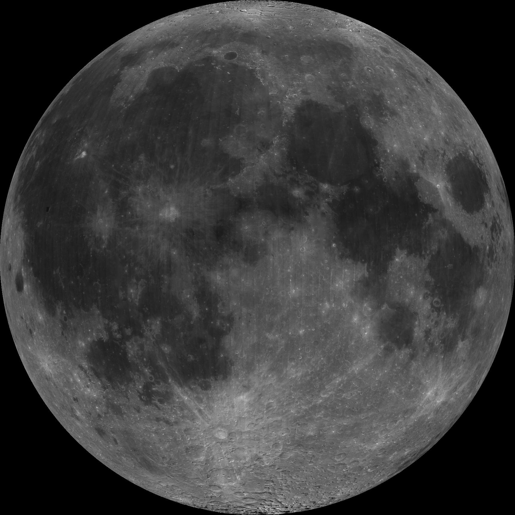 Cara visible de la Luna (composicion Clementine): contexto del regolito lunar