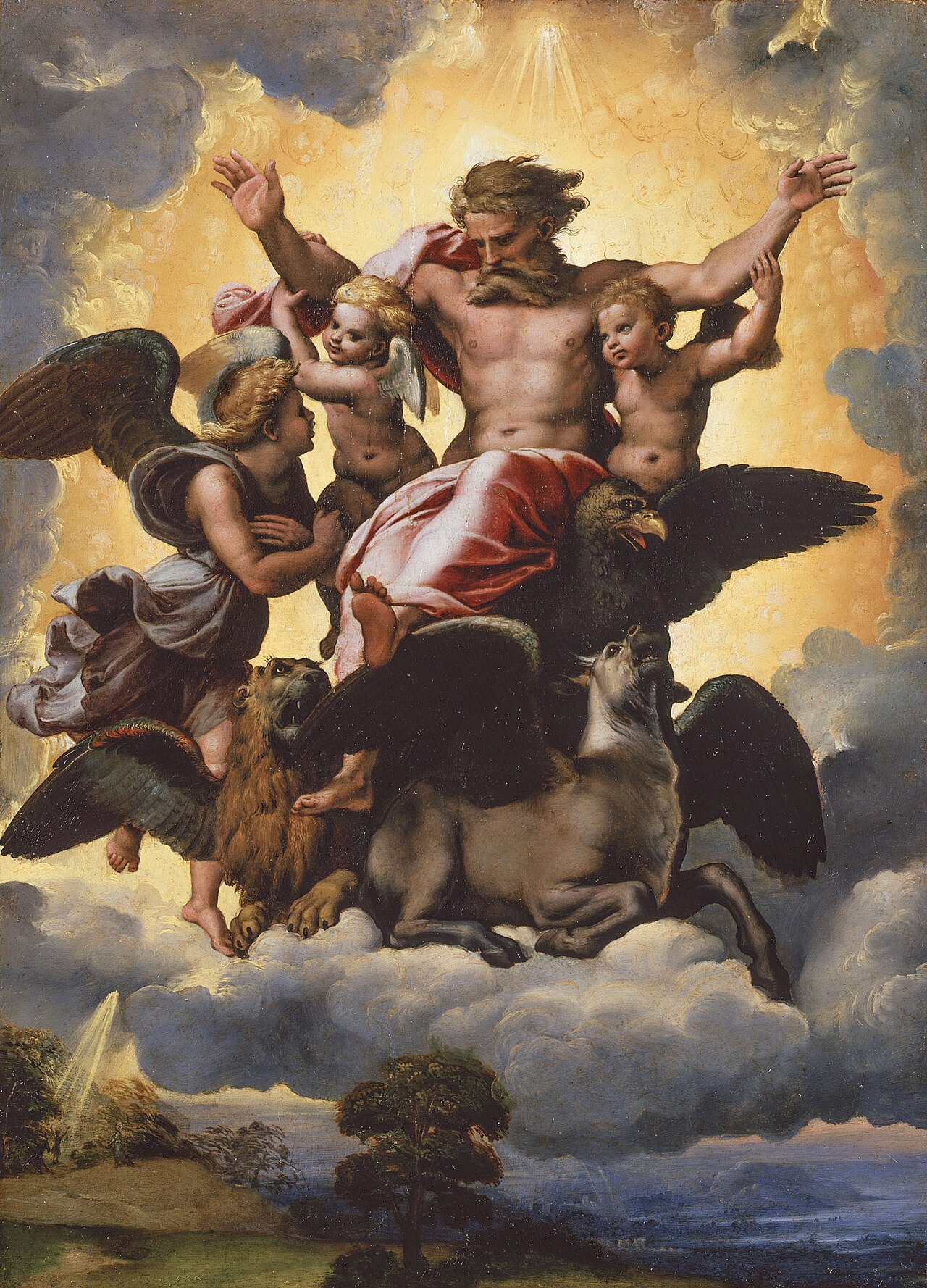 Visión de Ezequiel en pintura: seres y gloria divina, no módulo de aterrizaje