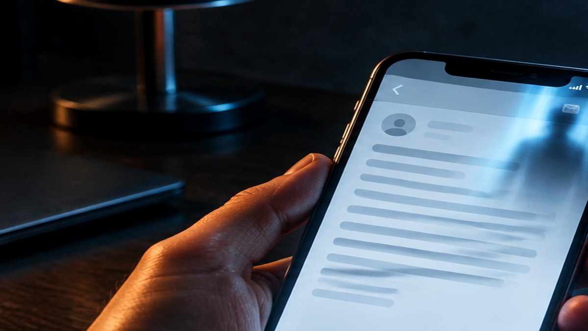 Correo electrónico misterioso abierto en un teléfono — mensajes del más allá