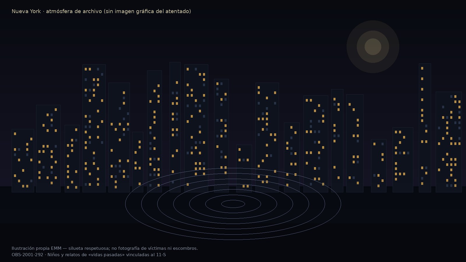 Ilustración: skyline nocturno de Nueva York