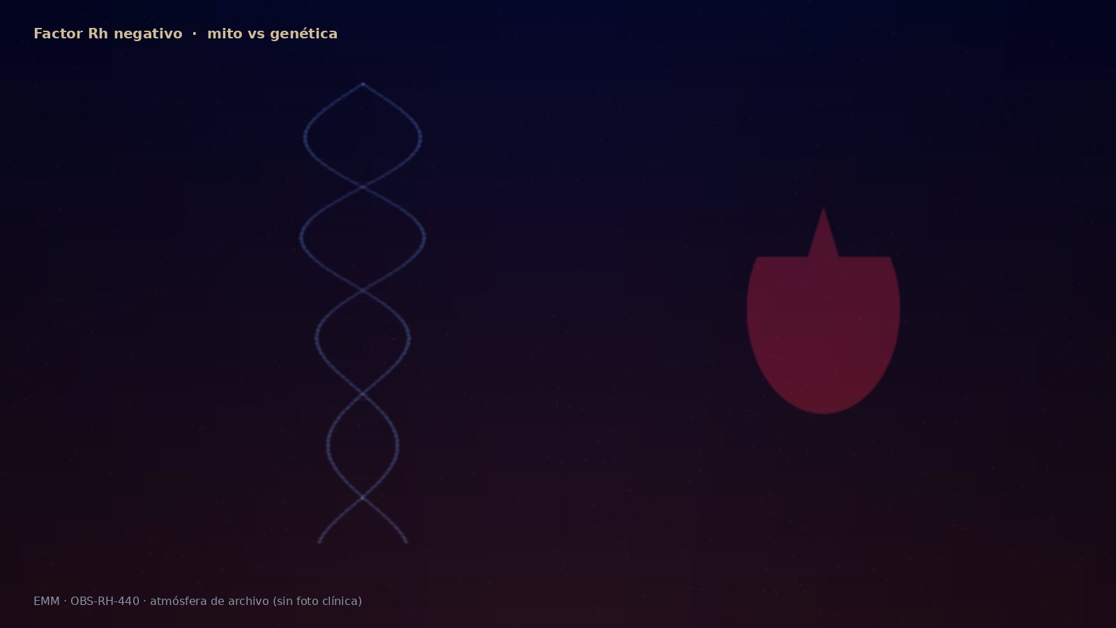 Ilustración: doble hélice y gota de sangre en tono de misterio